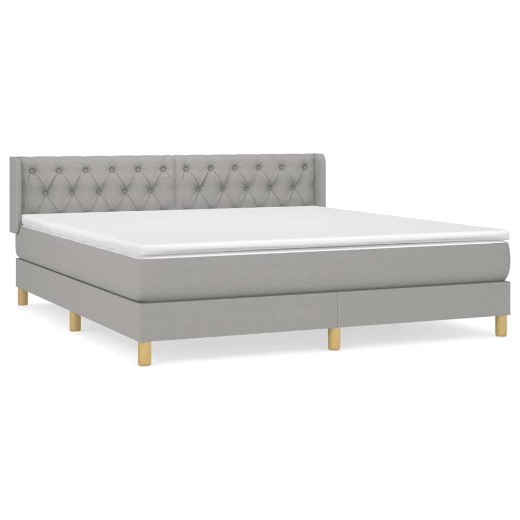 vidaXL Cama com Molas/colchão 160x200 cm Tecido Cinzento-claro - 2623647504