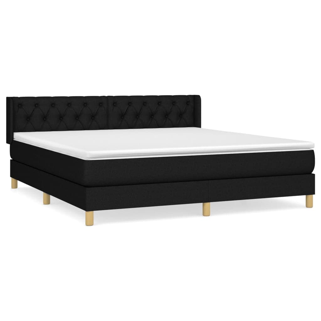vidaXL Cama com molas/colchão 160x200 cm tecido preto
