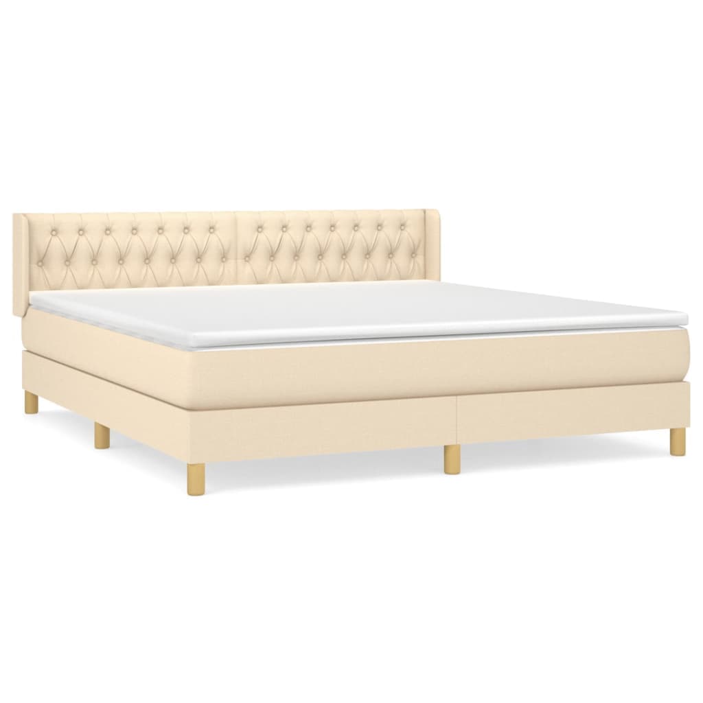 vidaXL Cama com molas/colchão 180x200 cm tecido cor creme