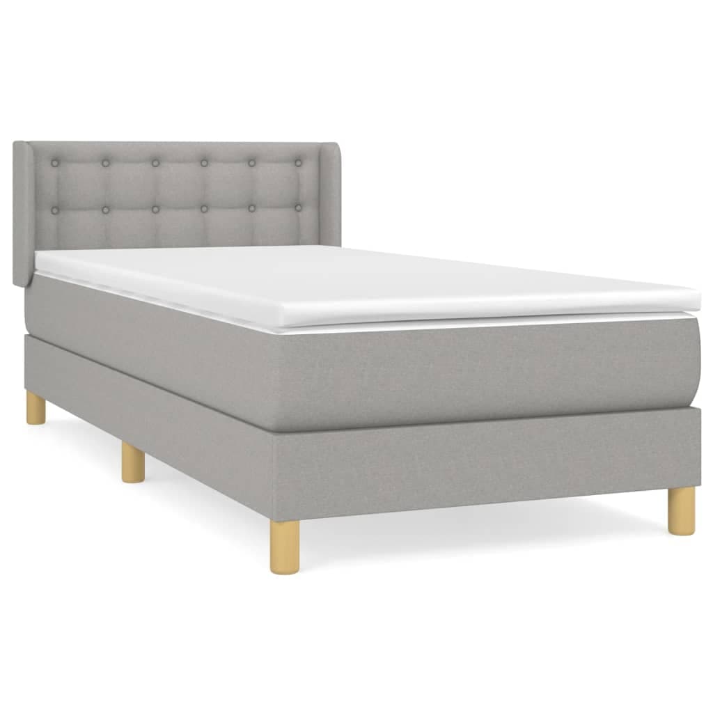 vidaXL Cama com Molas/colchão 80x200 cm Tecido Cinza-claro - 3445017743
