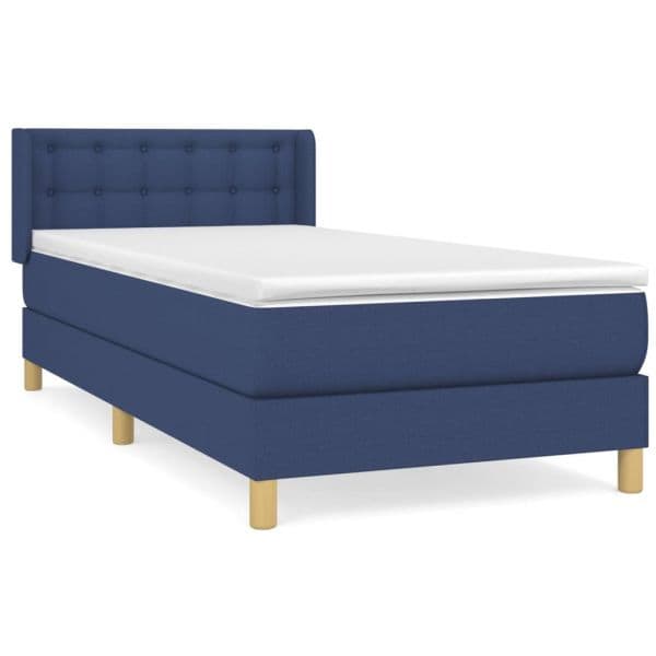 vidaXL Cama com Molas/colchão 90x190 cm Tecido Azul - 3724259813