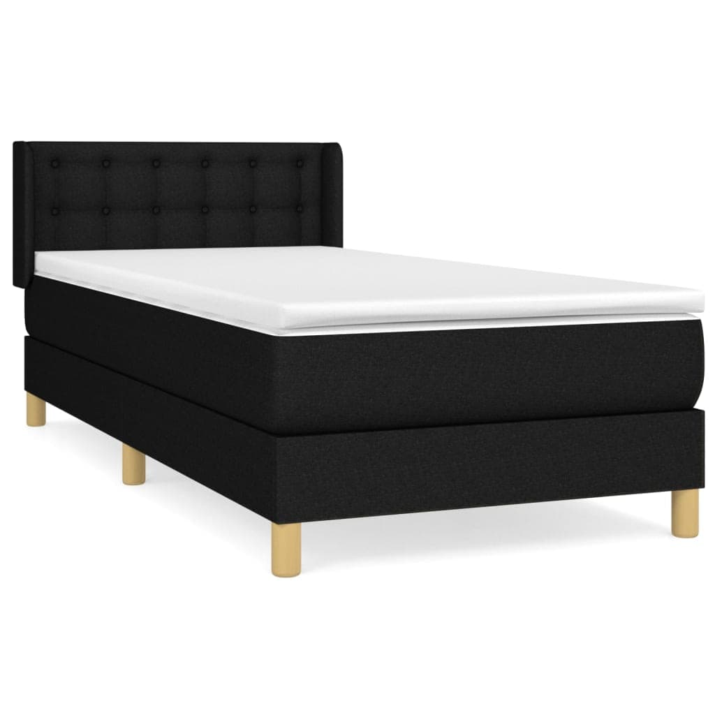 vidaXL Cama com molas/colchão 100x200 cm tecido preto