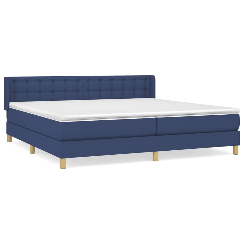 vidaXL Cama com molas/colchão 160x200 cm tecido azul
