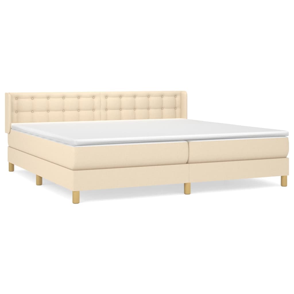 vidaXL Cama com molas/colchão 200x200 cm tecido cor creme