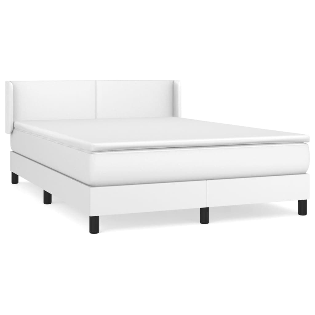 vidaXL Cama com molas/colchão 140x190 cm couro artificial branco
