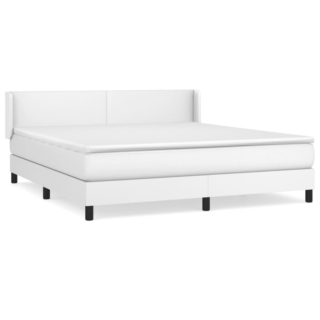 vidaXL Cama com molas/colchão 160x200 cm couro artificial branco
