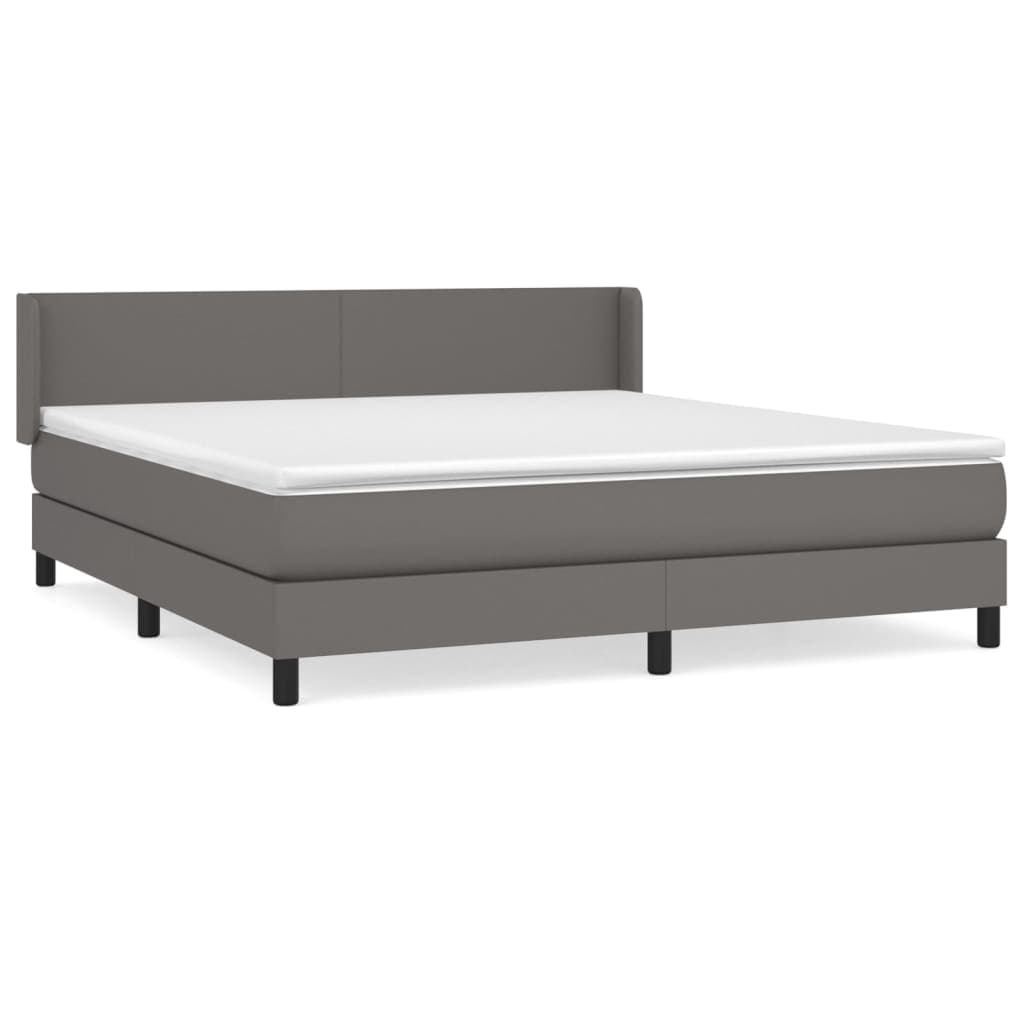 vidaXL Cama com Molas/colchão 160x200 cm Couro Artificial Cinzento - 3813729548