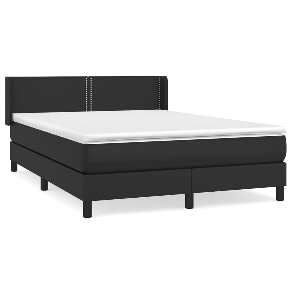 vidaXL Cama com molas/colchão 140x200 cm couro artificial preto