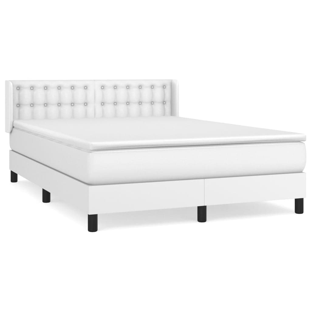 vidaXL Cama com molas/colchão 140x200 cm couro artificial branco