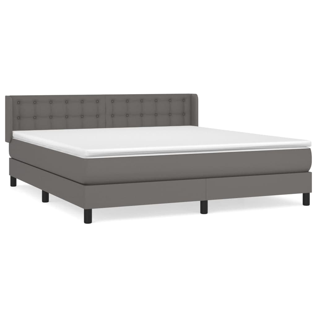 vidaXL Cama com molas/colchão 160x200 cm couro artificial cinzento