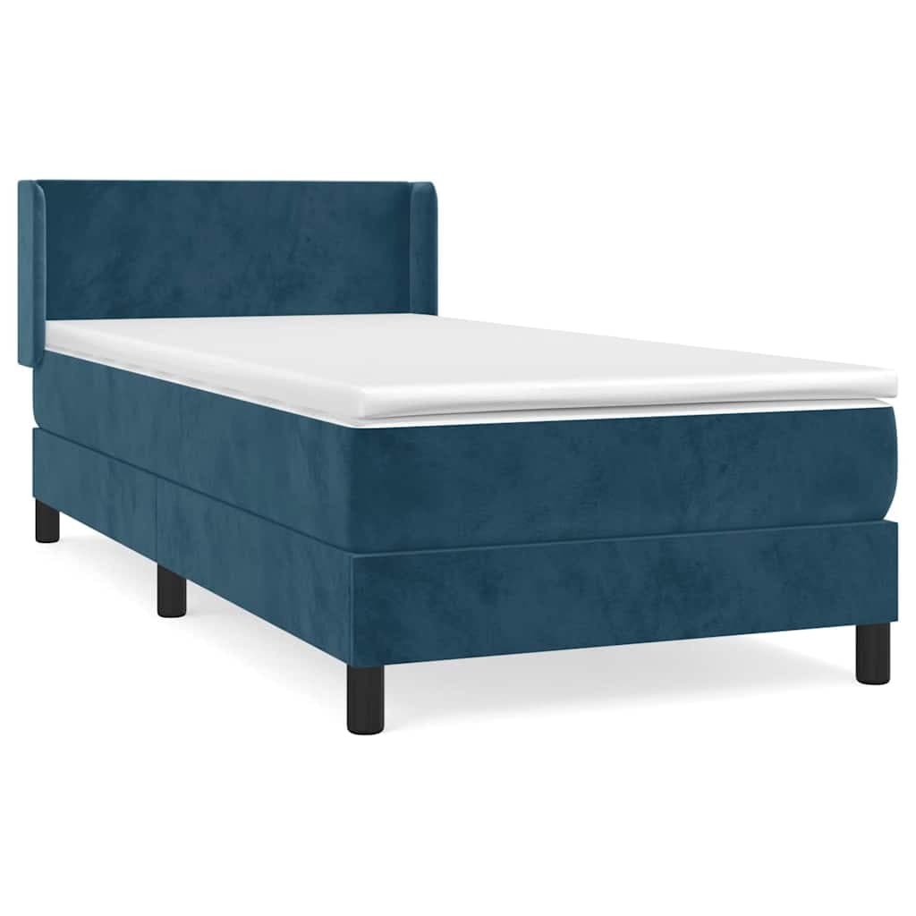 vidaXL Cama com Molas/colchão 90x190 cm Veludo Azul-escuro - 3103370137