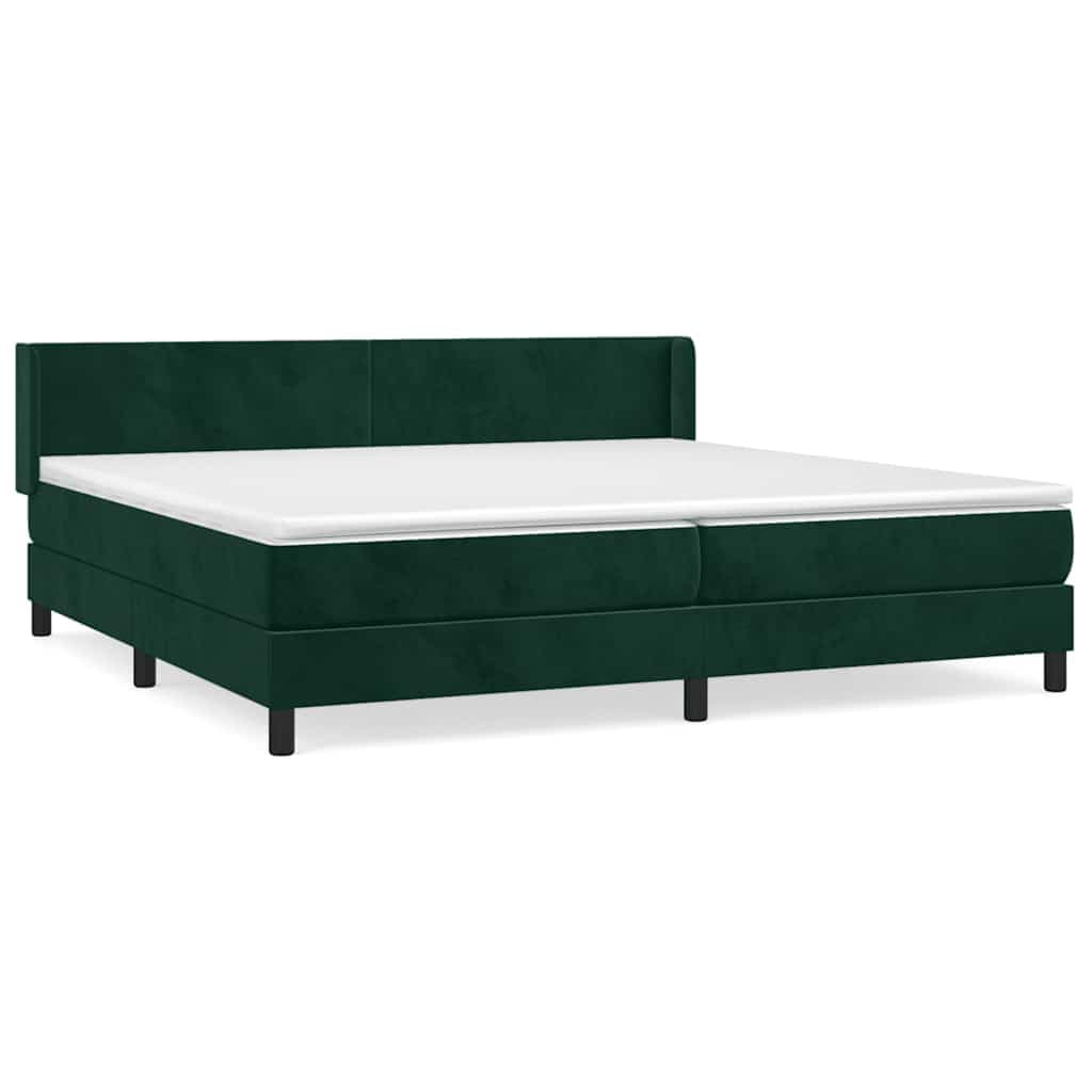vidaXL Cama com molas/colchão 200x200 cm veludo verde-escuro