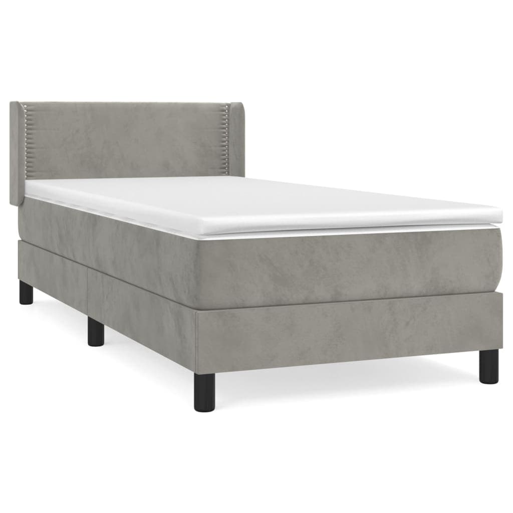 vidaXL Cama com molas/colchão 80x200 cm veludo cinza-claro