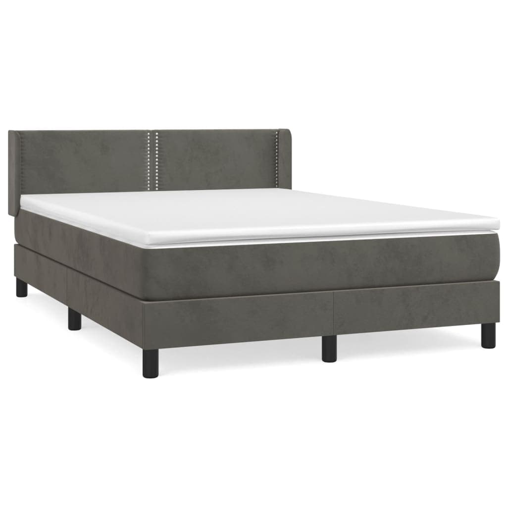 vidaXL Cama com molas/colchão 140x200 cm veludo cinzento-escuro
