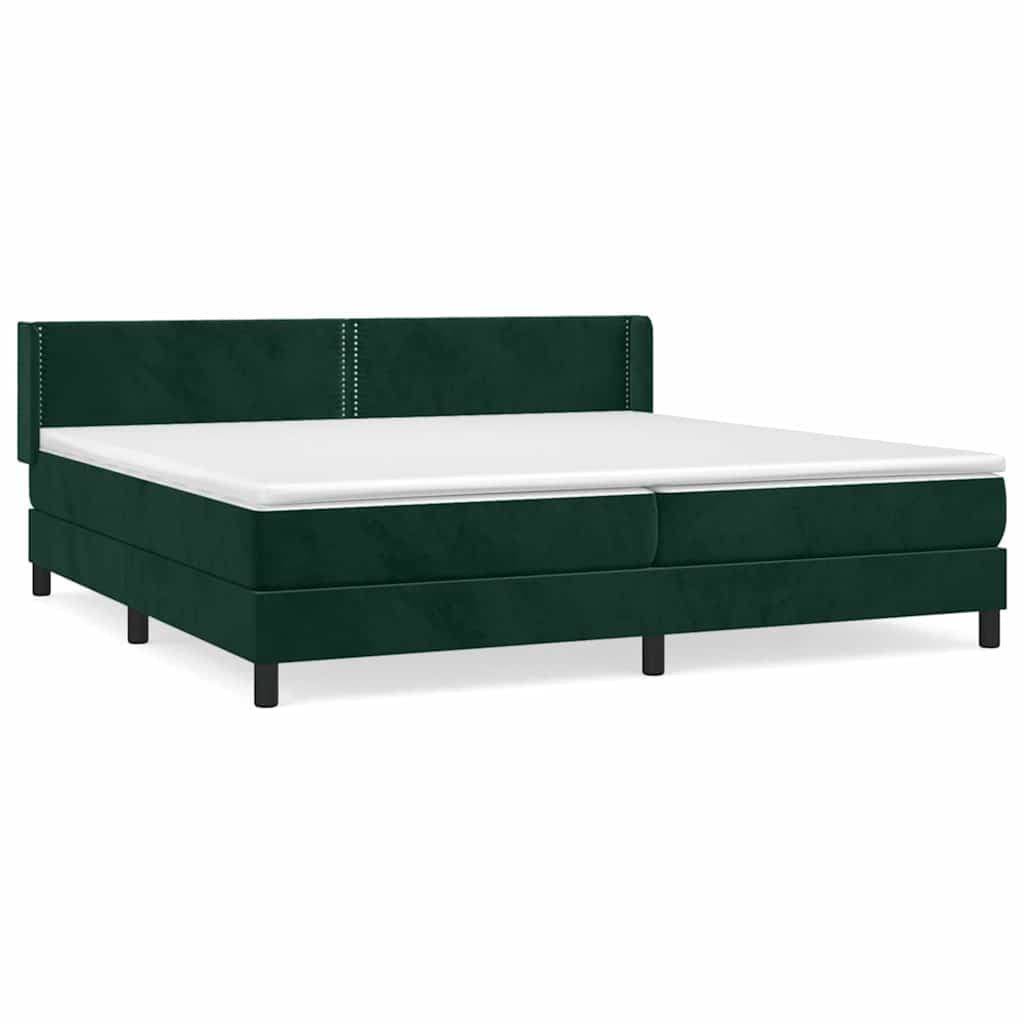 Cama com Molas/colchão 200x200 cm Veludo Verde-escuro - 3130922