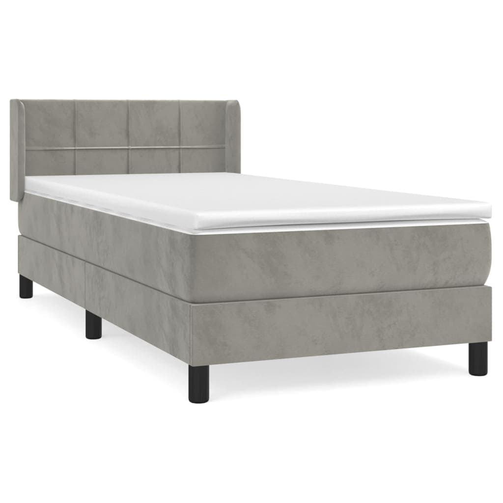 vidaXL Cama com molas/colchão 80x200 cm veludo cinza-claro