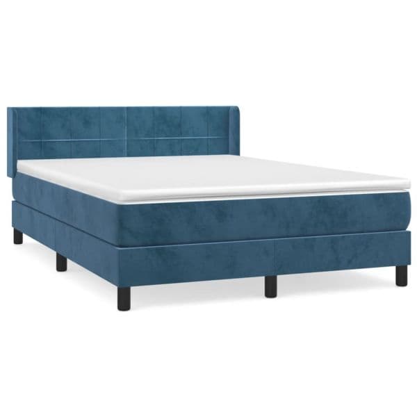 vidaXL Cama com Molas/colchão 140x200 cm Veludo Azul-escuro - 4135212905