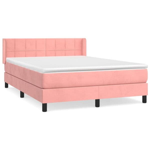vidaXL Cama com Molas/colchão 140x200 cm Veludo Rosa - 1869809363