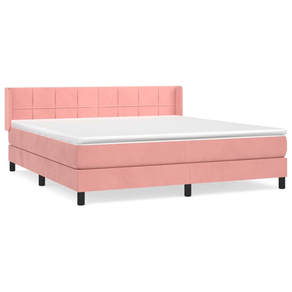 vidaXL Cama com molas/colchão 180x200 cm veludo rosa