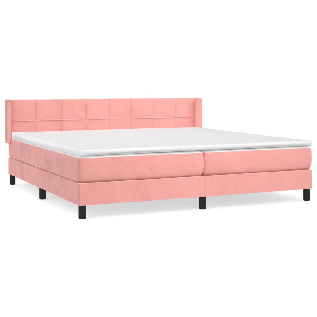 vidaXL Cama com molas/colchão 200x200 cm veludo rosa