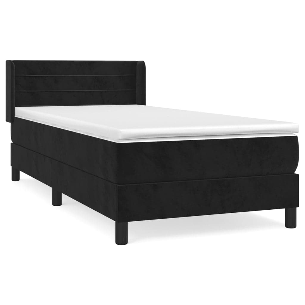 vidaXL Cama com Molas/colchão 80x200 cm Veludo Preto - 2264341451