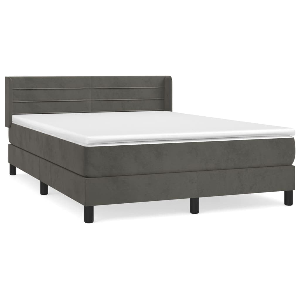 vidaXL Cama com Molas/colchão 140x200 cm Veludo Cinzento-escuro - 3139394340