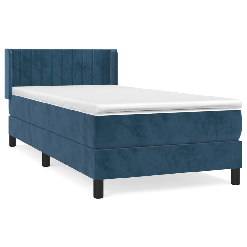 vidaXL Cama com molas/colchão 90x190 cm veludo azul-escuro