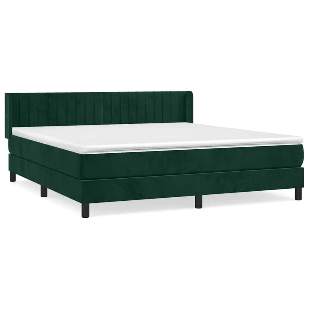 vidaXL Cama com Molas/colchão 160x200 cm Veludo Verde-escuro - 3068519363