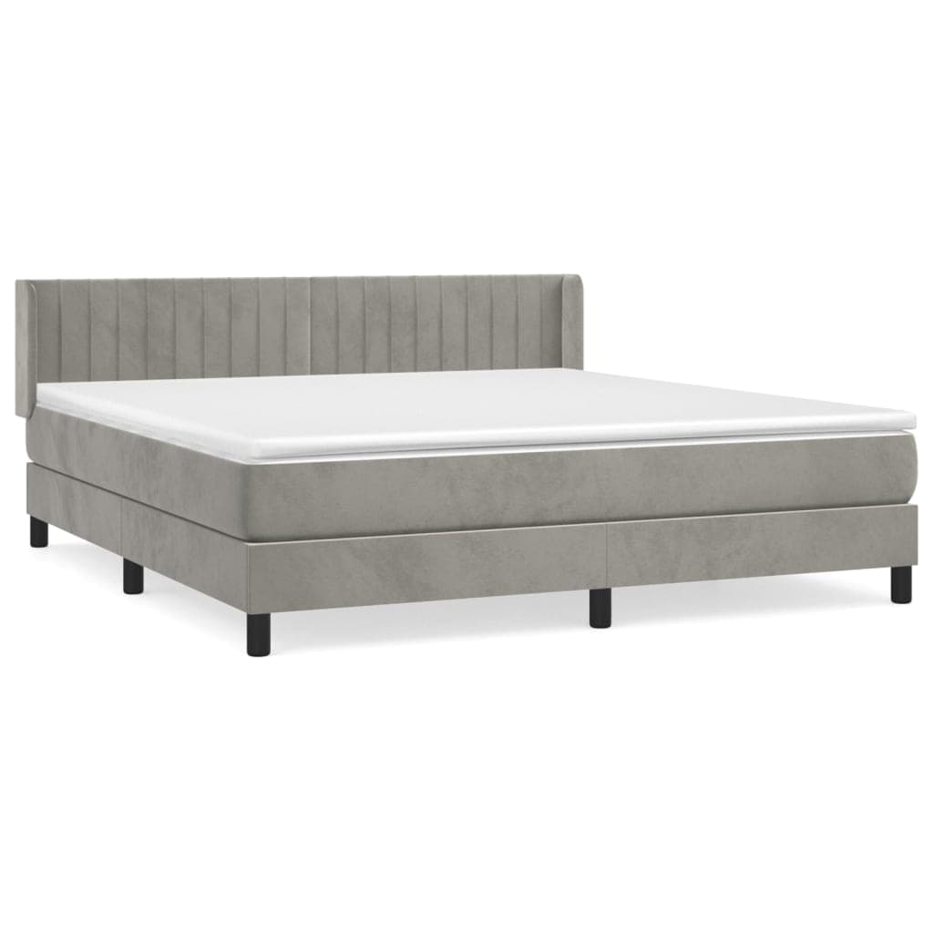 vidaXL Cama com molas/colchão 180x200 cm veludo cinzento-claro