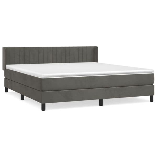 vidaXL Cama com Molas/colchão 180x200 cm Veludo Cinzento-escuro - 2978490330