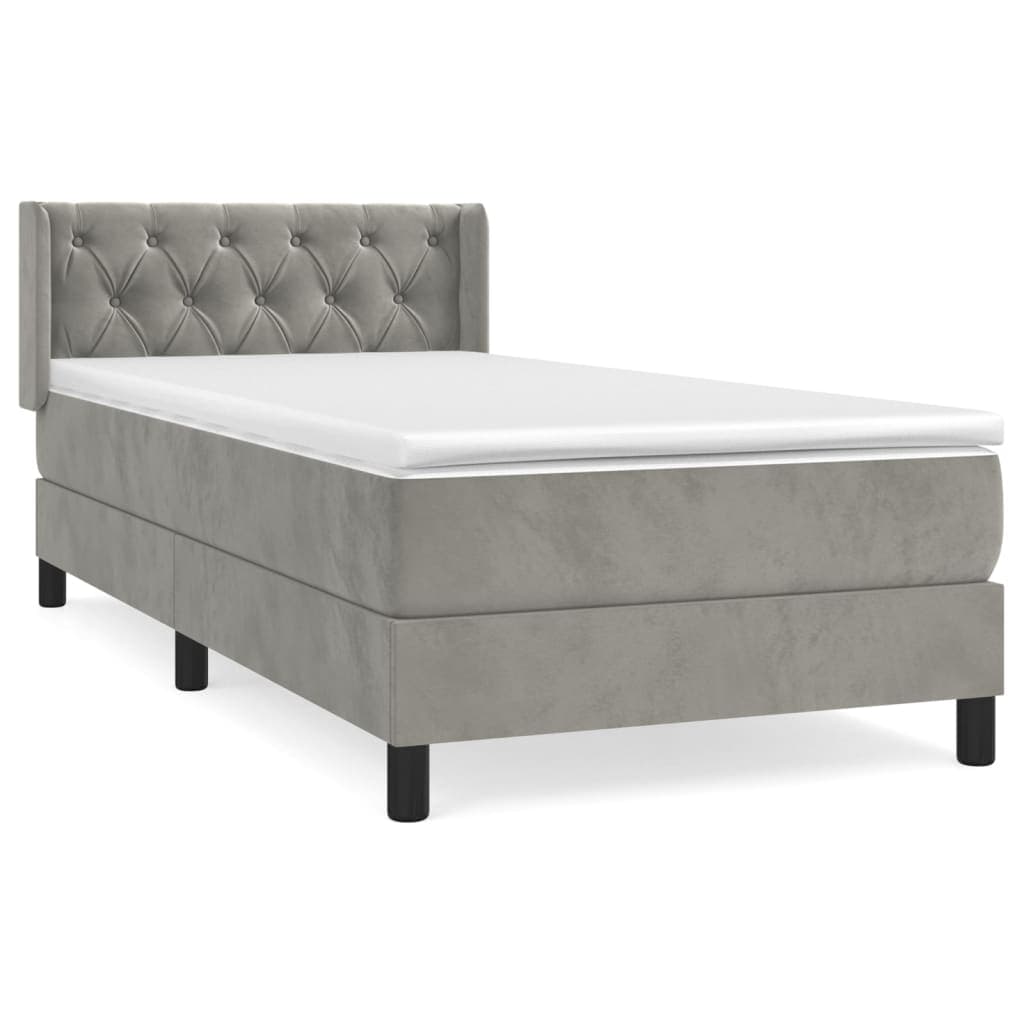 vidaXL Cama com molas/colchão 80x200 cm veludo cinza-claro