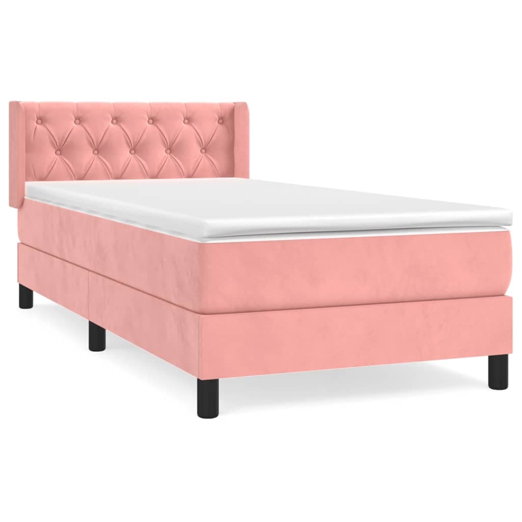vidaXL Cama com molas/colchão 80x200 cm veludo rosa