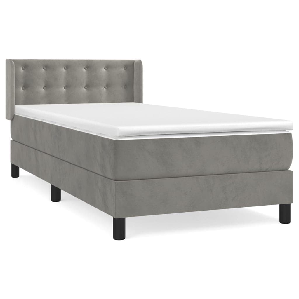 vidaXL Cama com Molas/colchão 90x200 cm Veludo Cinza-claro - 3082826201