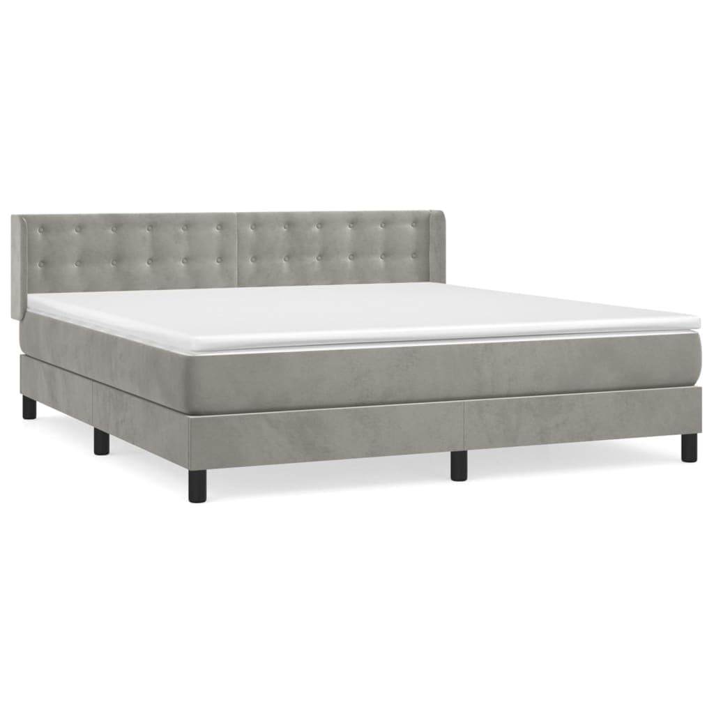 vidaXL Cama com molas/colchão 160x200 cm veludo cinzento-claro