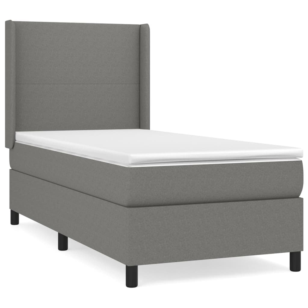 vidaXL Cama com Molas/colchão 90x190 cm Tecido Cinza-escuro - 1222843198