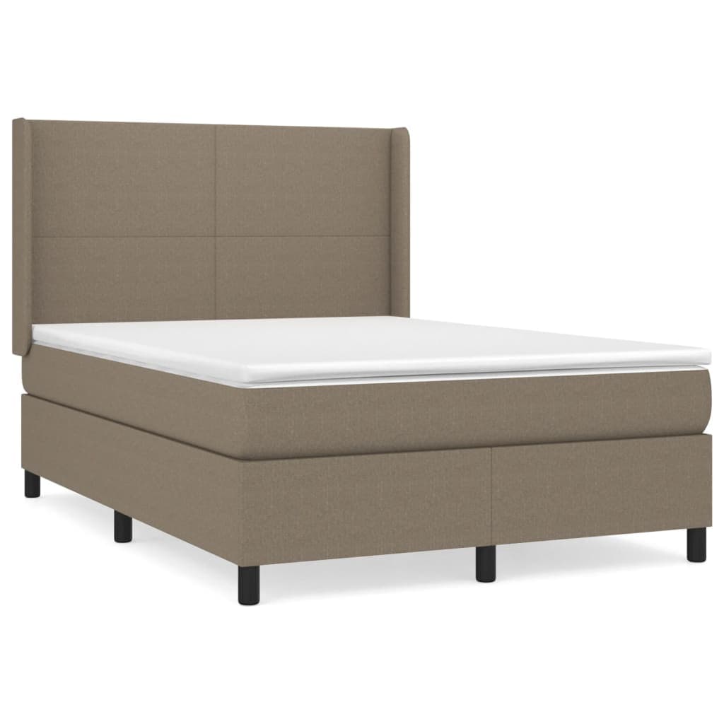vidaXL Cama com Molas/colchão 140x190 cm Tecido Castanho-acinzentado - 1260753862