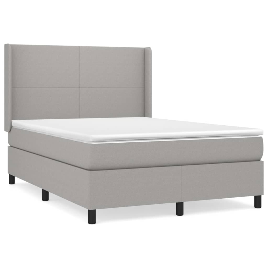 vidaXL Cama com Molas/colchão 140x200 cm Tecido Cinzento-claro - 3001764761
