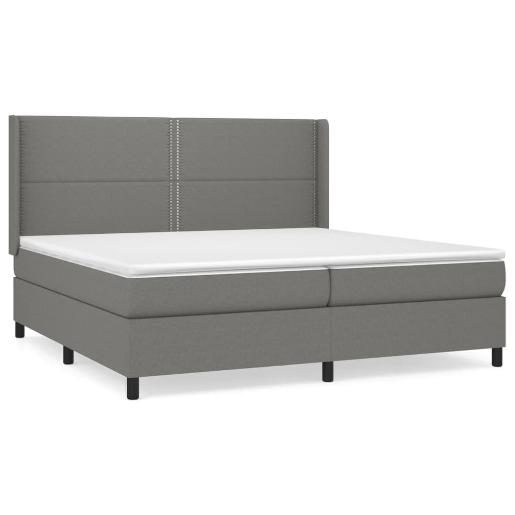 vidaXL Cama com molas/colchão 200x200 cm tecido cinzento-escuro