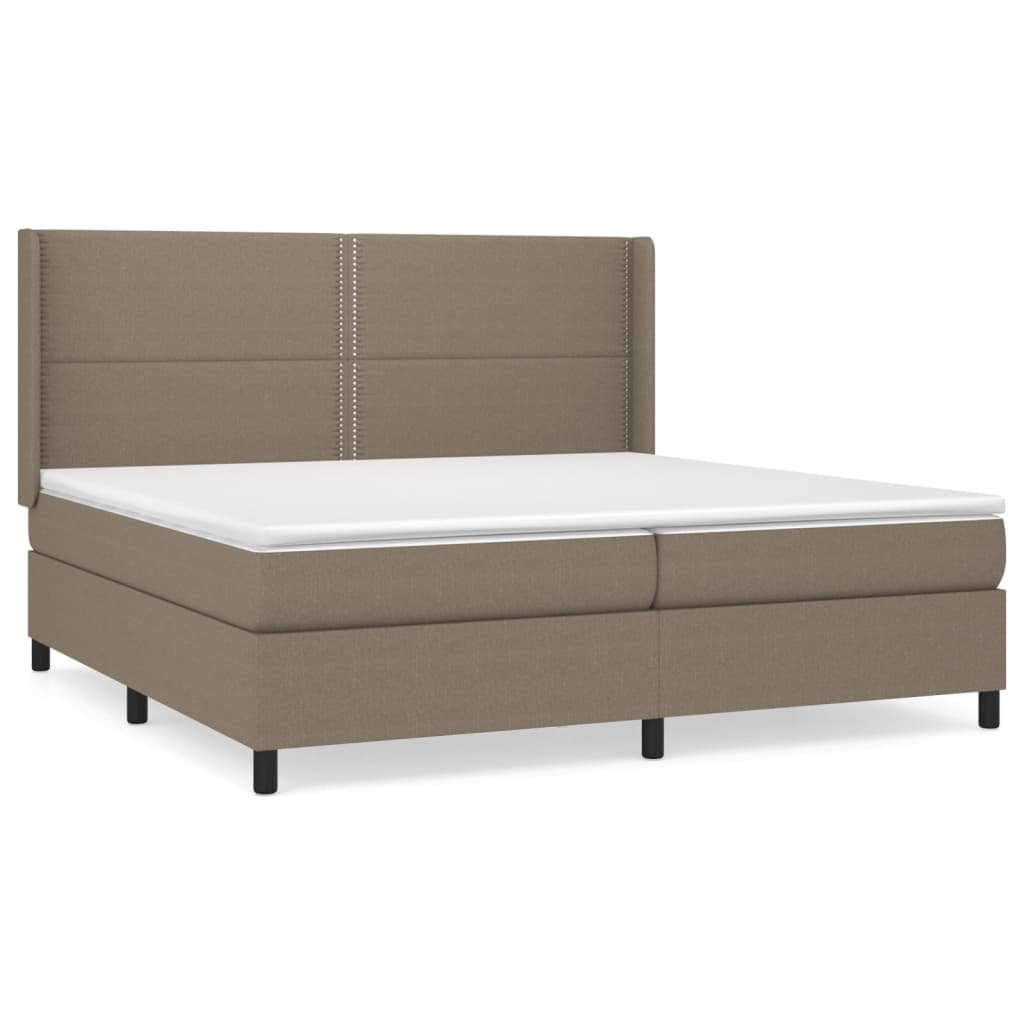 vidaXL Cama com molas/colchão 200x200 cm tecido castanho-acinzentado