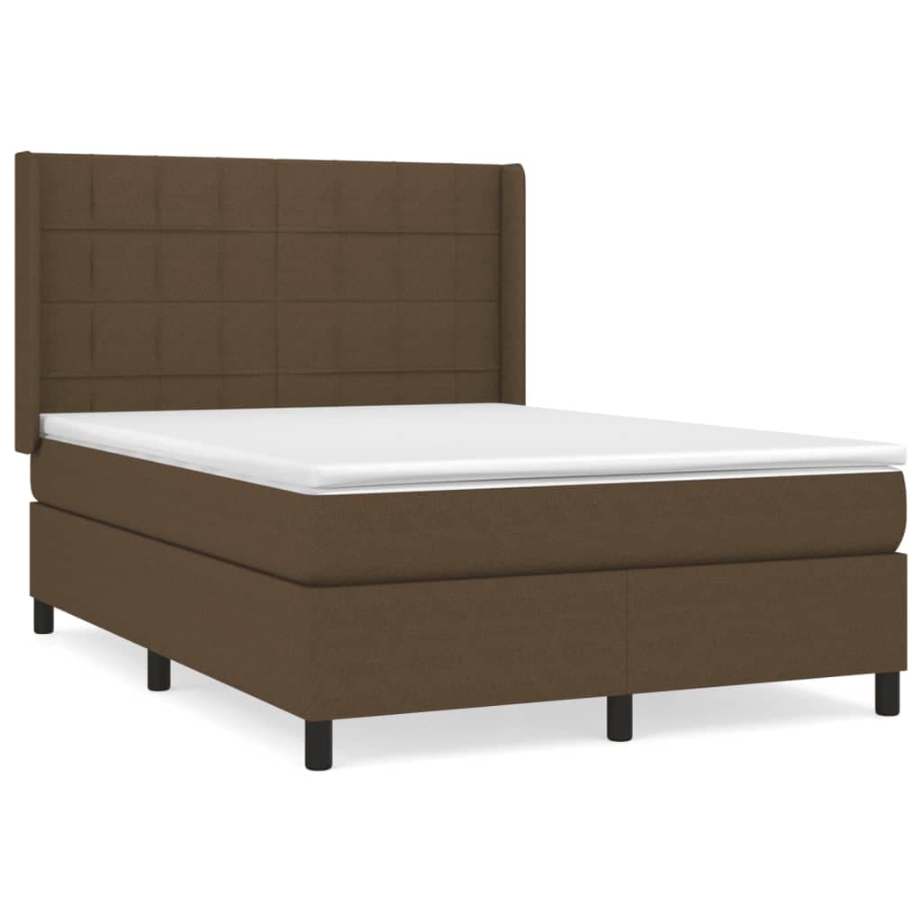 vidaXL Cama com Molas/colchão 140x190 cm Tecido Castanho-escuro - 1556290278