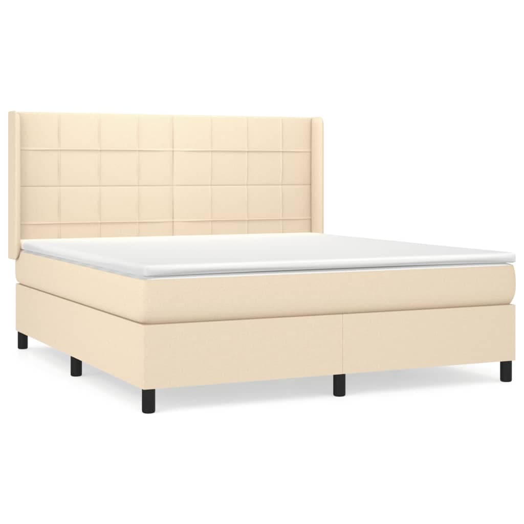 vidaXL Cama com Molas/colchão 160x200 cm Tecido Cor Creme - 3978399847