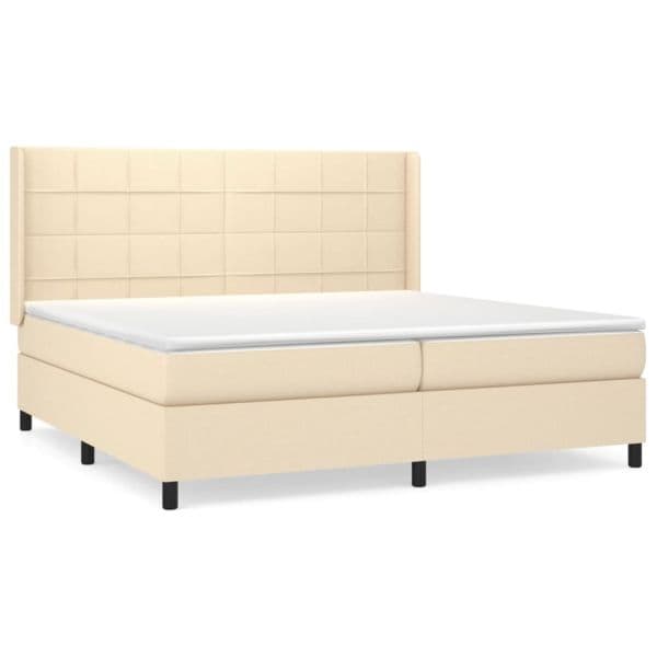 vidaXL Cama com Molas/colchão 200x200 cm Tecido Cor Creme - 3631888124