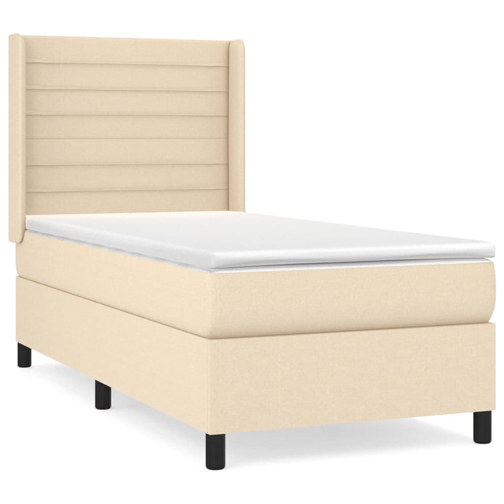 vidaXL Cama com molas/colchão 80x200 cm tecido cor crème