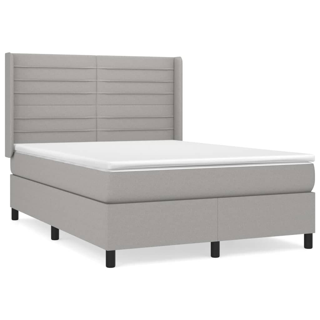vidaXL Cama com molas/colchão 140x200 cm tecido cinzento-claro
