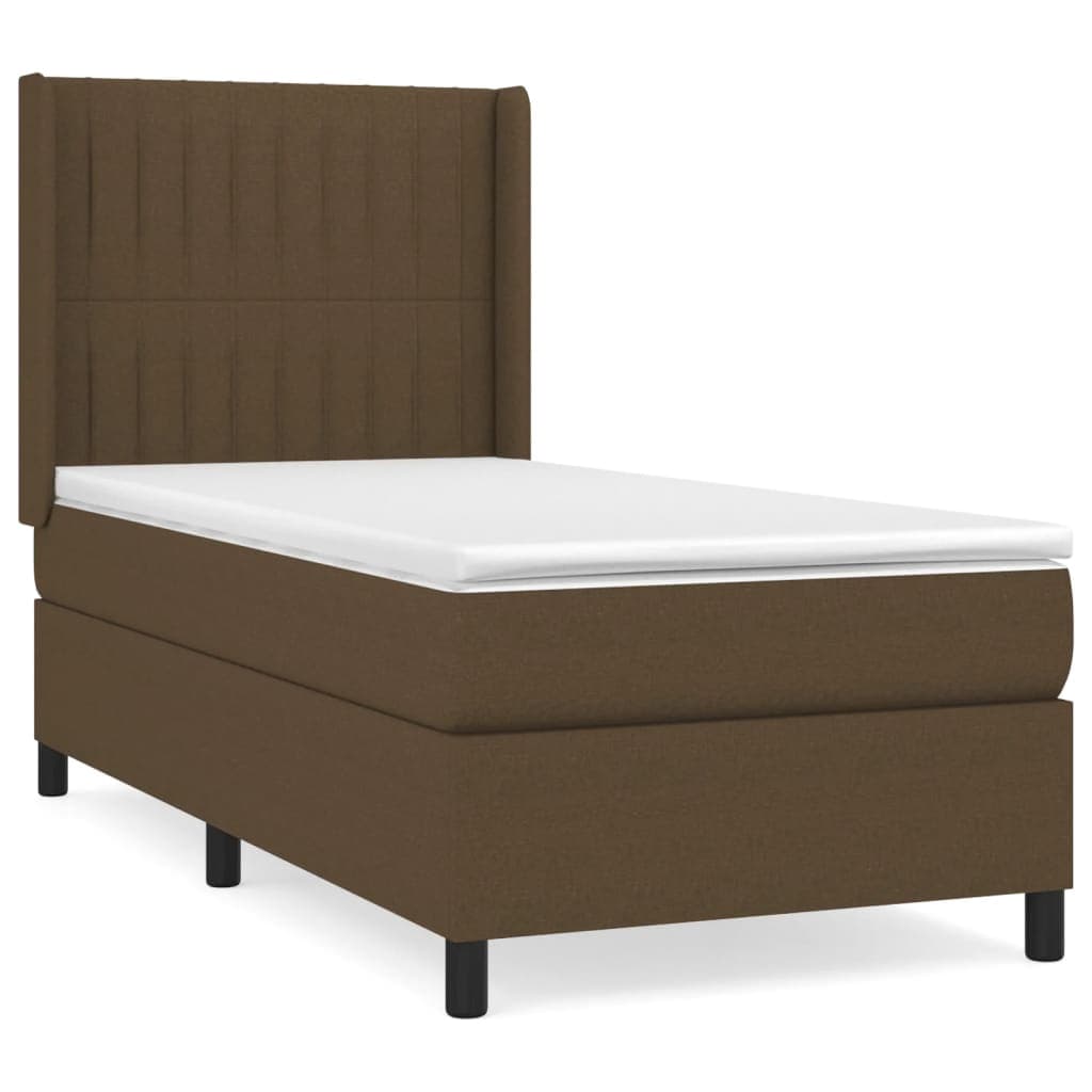 vidaXL Cama com molas/colchão 90x190 cm tecido castanho-escuro