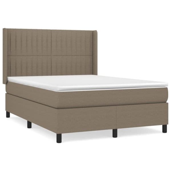vidaXL Cama com Molas/colchão 140x190 cm Tecido Castanho-acinzentado - 3504974029