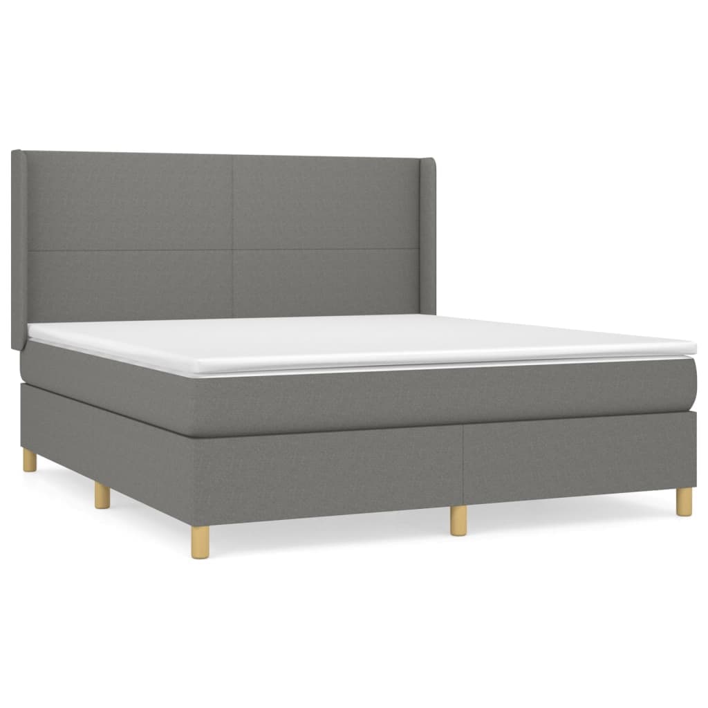 vidaXL Cama com molas/colchão 180x200 cm tecido cinzento-escuro