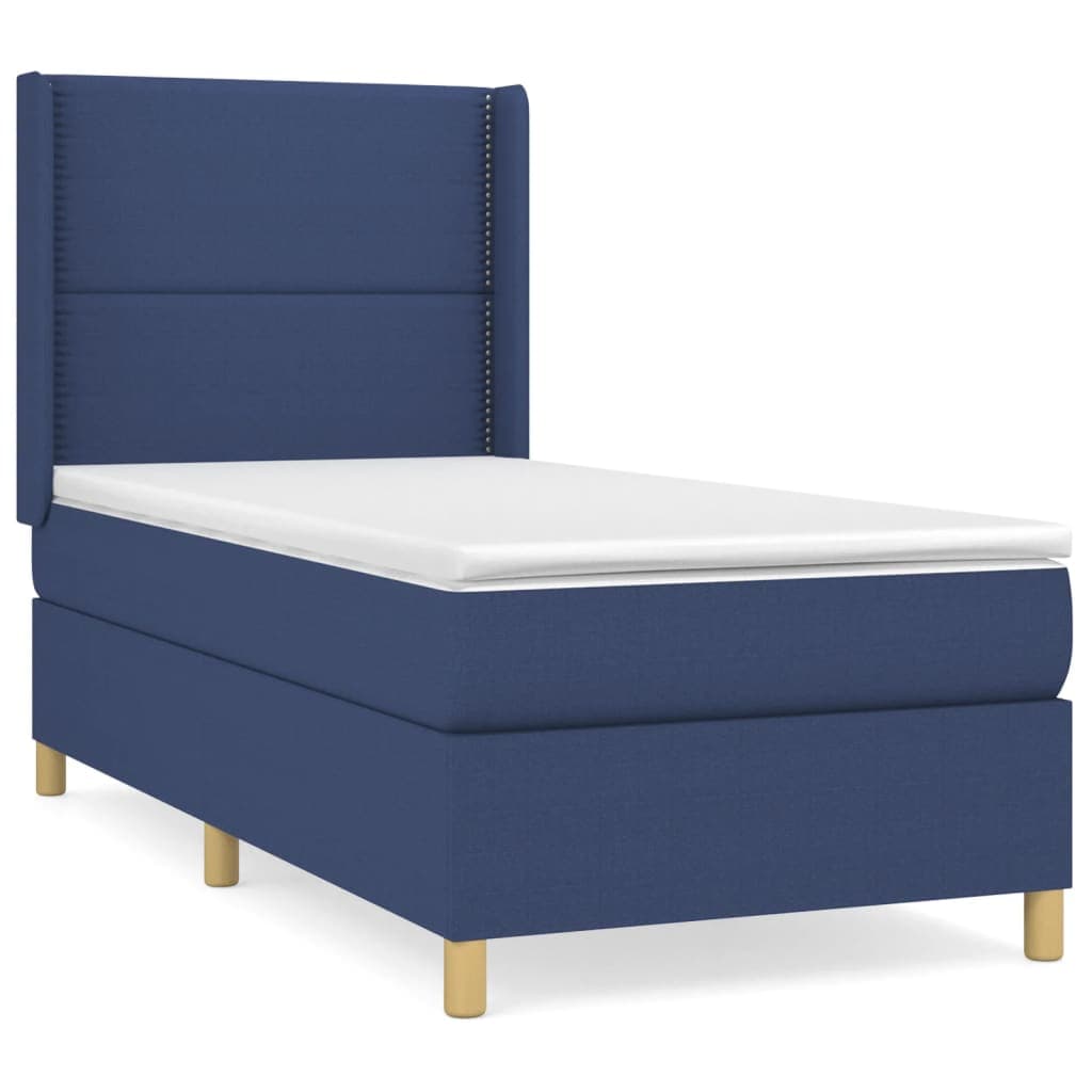 vidaXL Cama com Molas/colchão 100x200 cm Tecido Azul - 3365684980