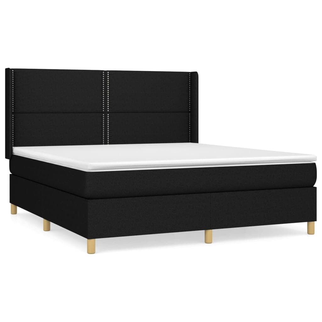 vidaXL Cama com molas/colchão 160x200 cm tecido preto