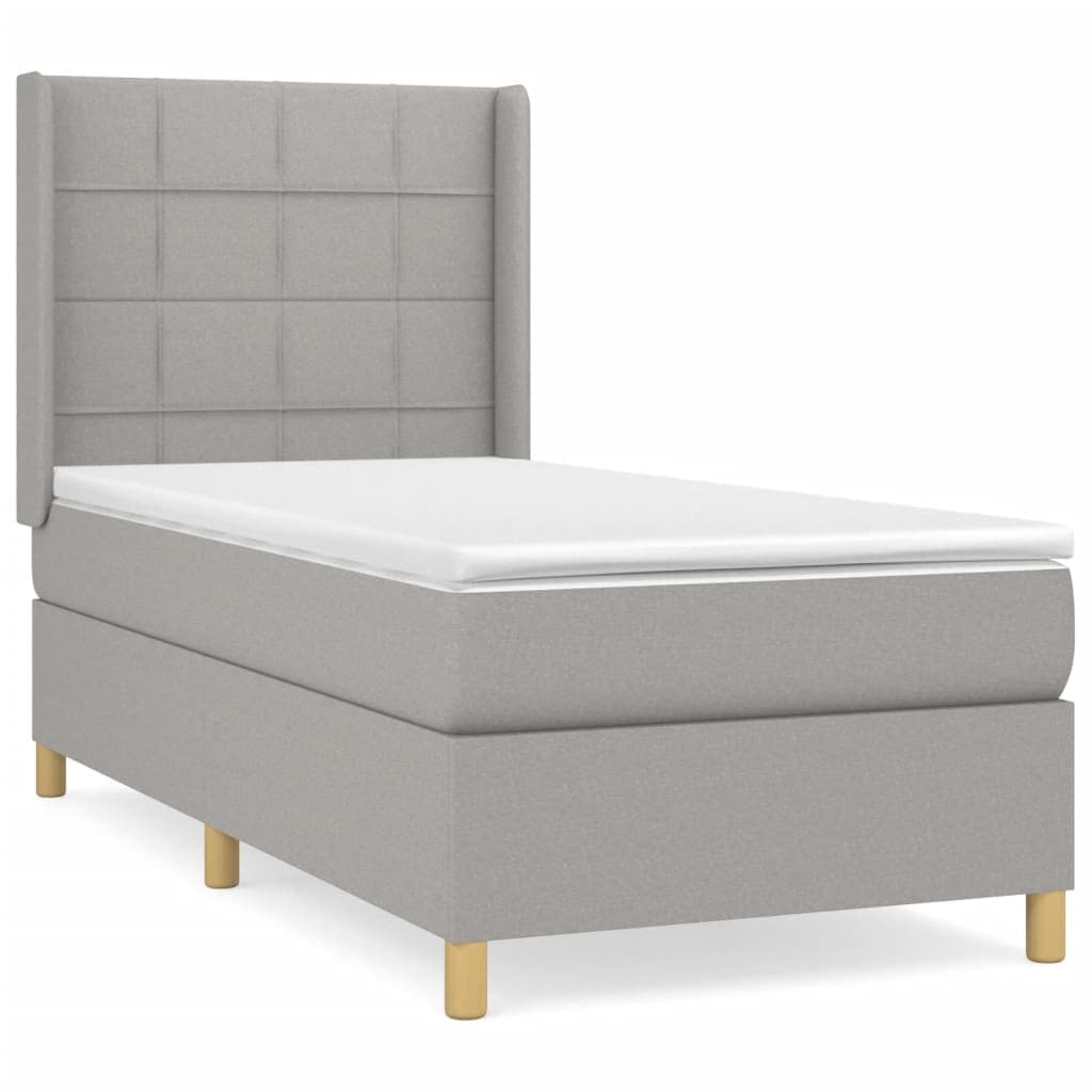 vidaXL Cama com molas/colchão 90x190 cm tecido cinzento-claro